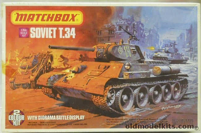 Matchbox 1/76 Soviet T-34/76C (T34) Medium Tank with Diorama Display Base, PK-82 plastic model kit